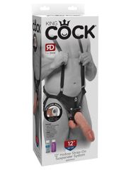 King Cock 12" Hollow Strap-On Suspender System