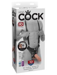 King Cock 10 Inch Hollow Strap On - Skin