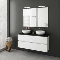 Luxus 120 White Gloss Top - Πάγκος με Νιπτήρα & Καθρέπτη