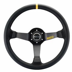 Γνήσιο Τιμόνι Sparco R345 63 mm, Μαύρο Δέρμα, Μαύρες ακτίνες