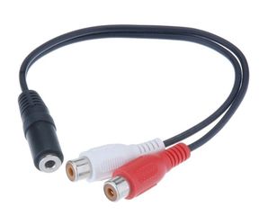 POWERTECH καλώδιο 3.5mm θηλυκό σε 2x RCA θηλυκό CAB-R012 0.20m, μαύρο