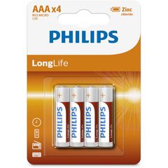 Philips R03L4B/GRS Μπαταρίες μεγάλης διάρκειας ζωής Zinc-Chloride 4 τμχ AAA