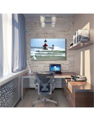 Πίνακας σε καμβά με Θάλασσα με φάρο - 60 cm * 36 cm Τελαρωμένος καμβάς σε ξύλο με πάχος 2cm