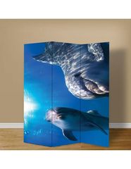 Παραβάν Δελφίνια - 80 cm * 160 cm [Δίφυλλο] Ύφασμα  (2 Όψεις)