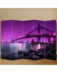 Παραβάν Γέφυρα στη Νέα Υόρκη - 80 cm * 160 cm [Δίφυλλο] Ύφασμα  (2 Όψεις)