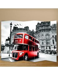 Παραβάν Λεωφορείο στο Λονδίνο - 80 cm * 160 cm [Δίφυλλο] Ύφασμα  (2 Όψεις)