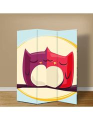 Παραβάν Ερωτευμένες Κουκουβάγιες - 80 cm * 160 cm [Δίφυλλο] Ύφασμα  (2 Όψεις)