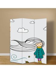 Παραβάν Φθινοπωρινό Κορίτσι - 80 cm * 160 cm [Δίφυλλο] Ύφασμα  (2 Όψεις)