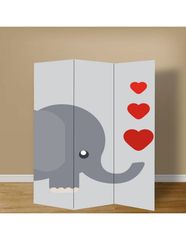 Παραβάν ελεφαντάκι με καρδούλες - 80 cm * 160 cm [Δίφυλλο] Ύφασμα  (2 Όψεις)