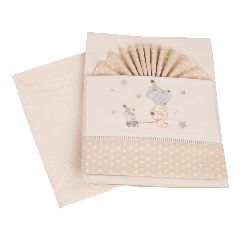 Σετ σεντόνια μπεμπέ 3τμχ Friends 100% cotton σε χρώμα μπεζ