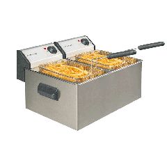 Φριτέζα Profi 3,2kW με χωρητικότητα λαδιού 2x5lt με θερμοστάτη και ζώνη ψύξης στο εσωτερικό