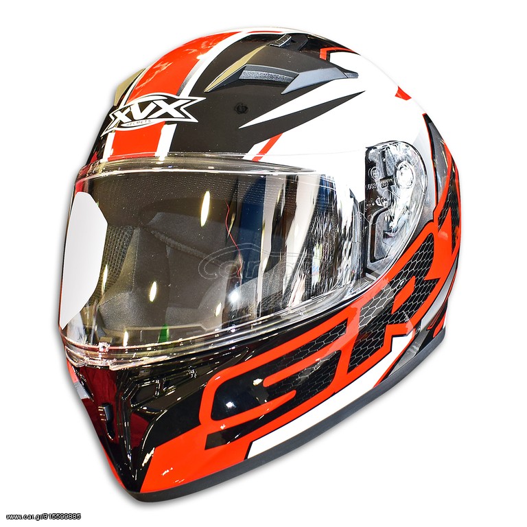 XVX Storm RS-300 White-Red-Black Κράνος Μηχανής Full Face 1400gr