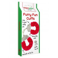 Μεταλλικές Χειροπέδες με Κόκκινη Γούνα Furry Fun Cuffs