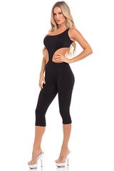 Ολόσωμη Φόρμα One Shoulder Cropped Catsuit - Μαύρη