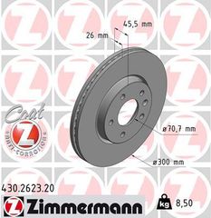 Δισκόπλακα ZIMMERMANN 430262320 για Chevrolet Cruze 2000cc CDI 163ps 2010