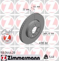 Δισκόπλακα ZIMMERMANN 150344420 για Mini Clubman R55 1600cc 122ps 2012 2014