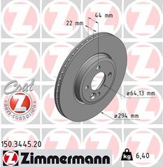 Δισκόπλακα ZIMMERMANN 150344520 για Mini Cooper R50-R53 1600cc 210ps 2003 2006