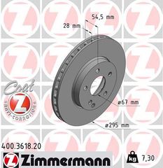 Δισκόπλακα ZIMMERMANN 400361920 για Mercedes-Benz E-Class W211 2100cc D 150ps 2002 2008