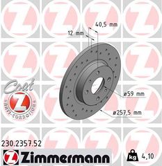 Δισκόπλακα ZIMMERMANN 230235752 για Alfa Romeo 145 1900cc TD 90ps 1994 1999