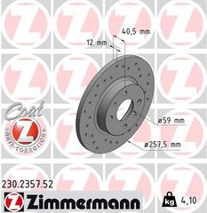 Δισκόπλακα ZIMMERMANN 230235752 για Alfa Romeo 155 1900cc TD 90ps 1993 1997