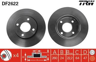 Δισκόπλακα VECTOR VD1043 για Ford Mondeo 5 DOOR 2000cc 16Valves 136ps 1993 1996