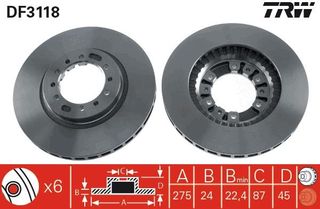 Δισκόπλακα VECTOR VD2032 για Mitsubishi Pajero 3500cc V6 24Valves 208ps 1994 1999