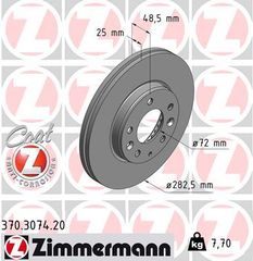 Δισκόπλακα ZIMMERMANN 370307420 για Mazda 6 Sedan 2000cc DI 121ps 2002 2007