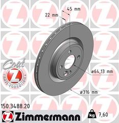 Δισκόπλακα ZIMMERMANN 150348820 για Mini Cabrio R59 1600cc 211ps 2011 2015
