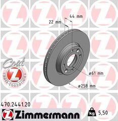 Δισκόπλακα ZIMMERMANN 470244120 για Mercedes-Benz Citan 1500cc 108 CDI 75ps 2012