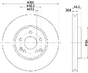 Δισκόπλακα HELLA PAGID 8DD355107501 για Mercedes-Benz C-Class Coupe CL203 2300cc C230 Kompressor 197ps 2001 2002