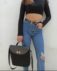 Πλεκτή χειροποίητη τσάντα πλάτης