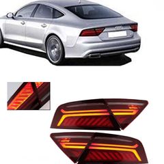 ΦΑΝΑΡΙΑ ΠΙΣΩ LED Light Bar Taillights Audi A7 4G (2010-2014) Facelift Design Cherry Red Smoke
