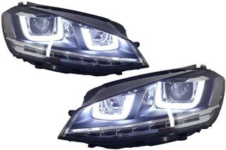 Vw Golf 7 Φανάρια Εμπρός led angel eyes led φλας U-TYPE dynamic τρεχούμενο φλας 