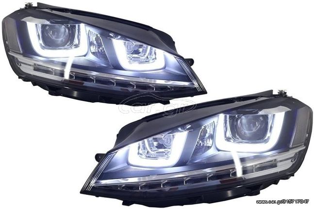 Vw Golf 7 Φανάρια Εμπρός led angel eyes led φλας U-TYPE dynamic τρεχούμενο φλας 