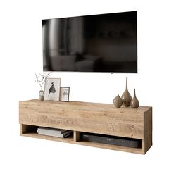 Έπιπλο Τηλεόρασης Επιτοίχιο Roscoe Pakoworld oak 100x31,5x29,5εκ