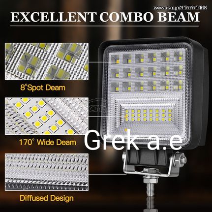 Τετράγωνος προβολέας LED 135W COMBO 10 - 30V