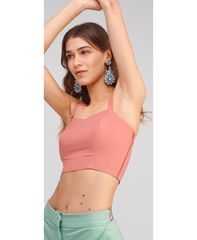 ΚΟΡΑΛΙ / ΣΟΜΟΝ / ΠΟΥΔΡΑ MY T WEARABLES 7012 ΕΞΩΠΛΑΤΟ CROPPED TOP ΜΕ ΤΙΡΑΝΤΕΣ