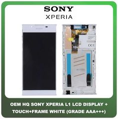 OEM Sony Xperia L1 (G3311, G3312, G3313) IPS LCD Display Screen Assembly Οθόνη + Touch Screen Digitizer Μηχανισμός Αφής + Frame Bezel Πλαίσιο White Άσπρο