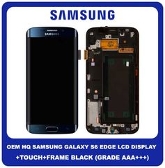 OEM Samsung Galaxy S6 Edge G925 (G925F, SM-G925F) Super AMOLED LCD Display Screen Assembly Οθόνη + Touch Screen Digitizer Μηχανισμός Αφής + Frame Bezel Πλαίσιο Black Μαύρο