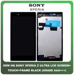 OEM Sony Xperia Z Ultra (C6833, C6802, C6806) IPS LCD Display Assembly Screen Οθόνη + Touch Screen Digitizer Μηχανισμός Αφής + Frame Bezel Πλαίσιο Σασί Black Μαύρο