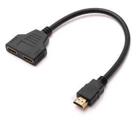 HDMI 1 to 2 HDMI male to female splitter cable.