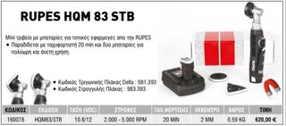 RUPES HQM 83 STB ΜΙΝΙ ΤΡΙΒΕΙΟ ΜΠΑΤΑΡΙΑΣ/ΡΕΥΜΑΤΟΣ