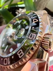 ROLEX GMT ROOTBEER FULL GOLD 18K 126715CHNR CORRECT HAND STACK SUPERCLONE -thumb-18