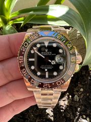 ROLEX GMT ROOTBEER FULL GOLD 18K 126715CHNR CORRECT HAND STACK SUPERCLONE -thumb-21