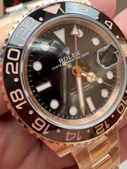 ROLEX GMT ROOTBEER FULL GOLD 18K 126715CHNR CORRECT HAND STACK SUPERCLONE -thumb-55