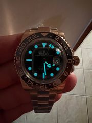 ROLEX GMT ROOTBEER FULL GOLD 18K 126715CHNR CORRECT HAND STACK SUPERCLONE -thumb-30