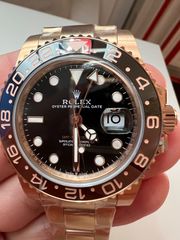 ROLEX GMT ROOTBEER FULL GOLD 18K 126715CHNR CORRECT HAND STACK SUPERCLONE -thumb-33