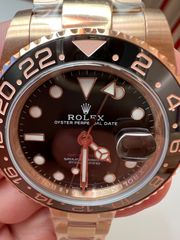 ROLEX GMT ROOTBEER FULL GOLD 18K 126715CHNR CORRECT HAND STACK SUPERCLONE -thumb-35
