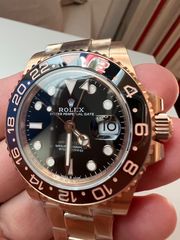 ROLEX GMT ROOTBEER FULL GOLD 18K 126715CHNR CORRECT HAND STACK SUPERCLONE -thumb-36