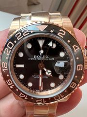 ROLEX GMT ROOTBEER FULL GOLD 18K 126715CHNR CORRECT HAND STACK SUPERCLONE -thumb-38